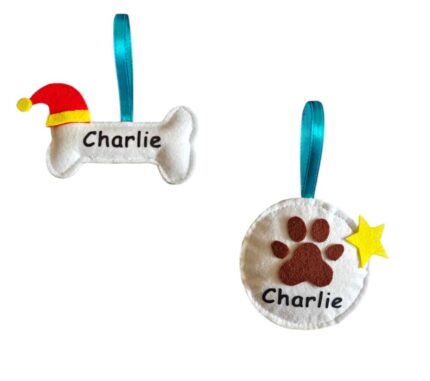 Personalized Pet Christmas Ornaments – Felt Name Tags for Pets